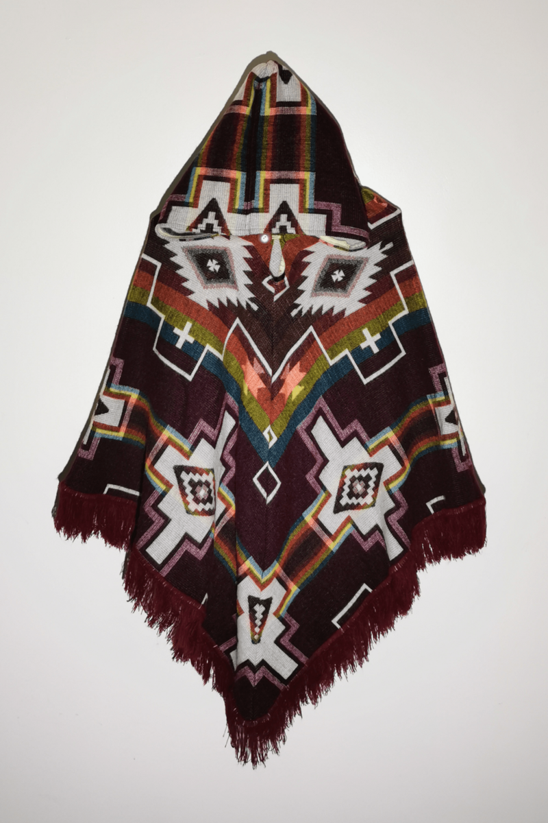 Damen Poncho Kirsche